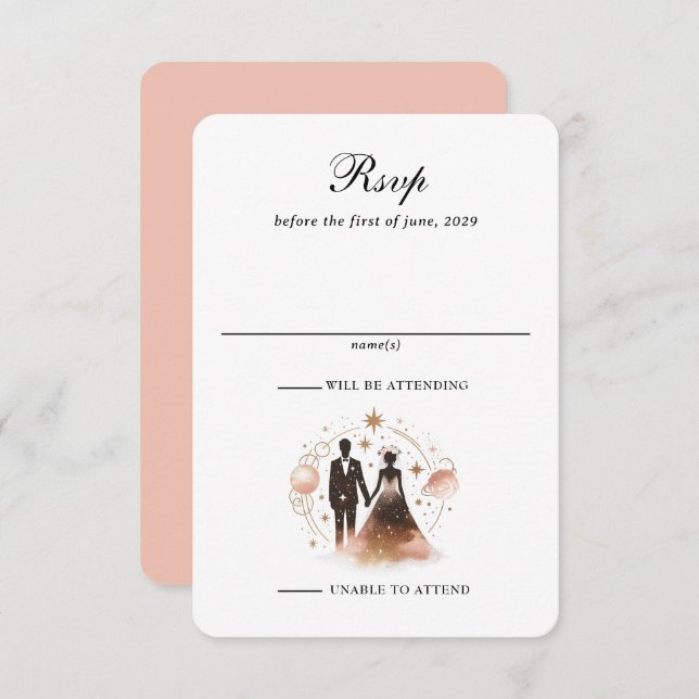 Rose Gold Celestial Wedding RSVP Card (Front/Back)