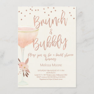 Rose Gold Champagne Glass Bridal Shower Invitation