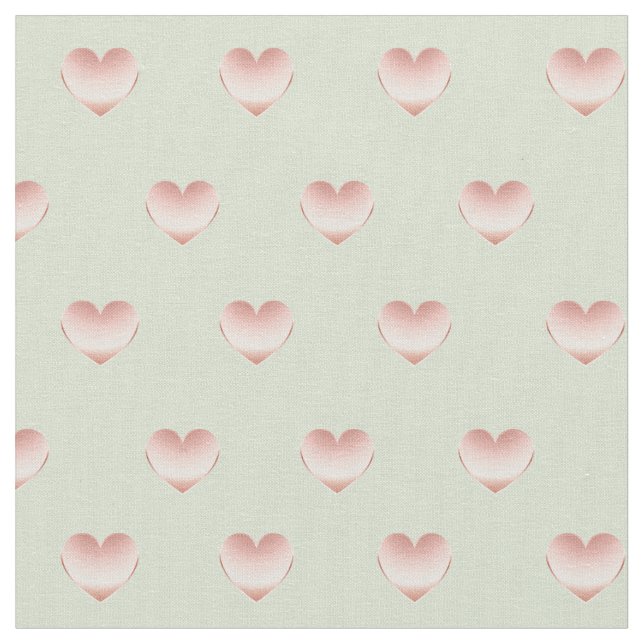 Rose Gold Champagne Metallic Hearts Pattern Fabric (Close Up)
