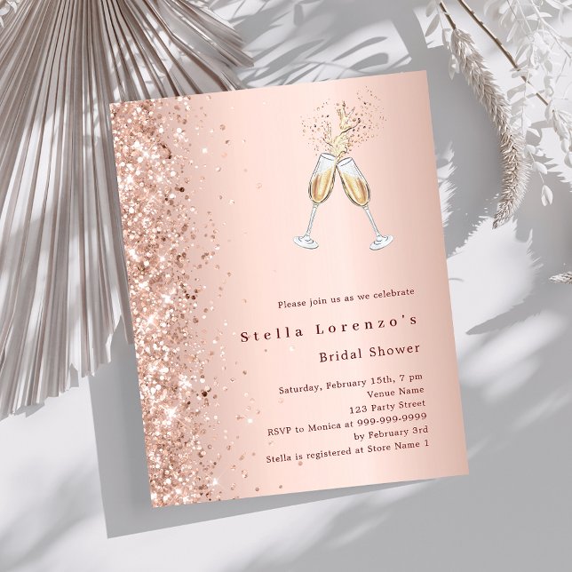 Rose gold cheers Bridal Shower invitation (Creator Uploaded)