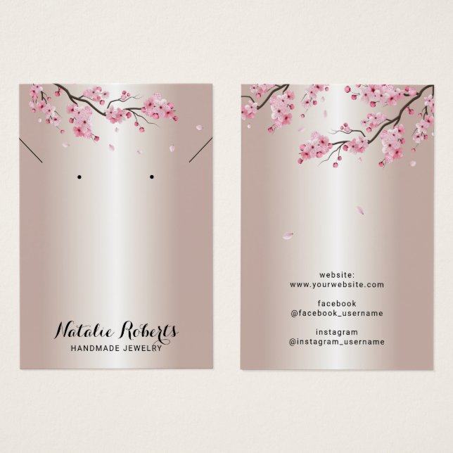 Rose Gold Cherry Blossom Jewelry Earring Display (Front & Back)
