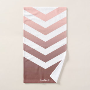 Rose Gold Chevrons Bath Towel Set