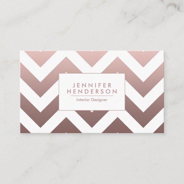 Rose Gold Chevrons Business Card (Front)