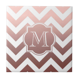 Rose Gold Chevrons Monogram Tile
