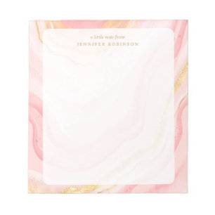 Rose Gold Chic Glam Faux Glitter Marble w/ Name  Notepad