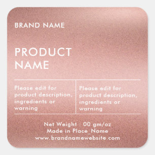 Rose Gold Chic Minimalist Brand Name Product Label