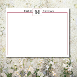 Rose Gold Chic Monogram Stationery Note Card