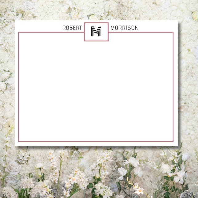 Rose Gold Chic Monogram Stationery Note Card (Creator Uploaded)