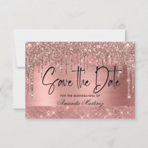 Rose Gold Chic Quinceañera Save The Date