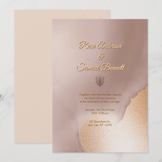 Rose Gold Chic Wedding Invitation (Front/Back)