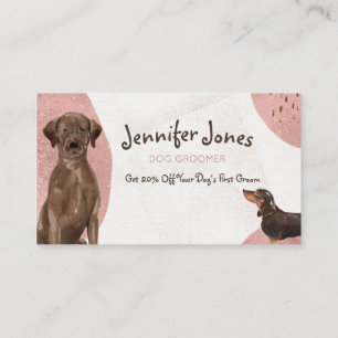 Rose Gold Chocolate Watercolor Dog Groomer Business Card
