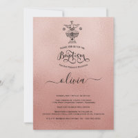 Rose Gold Christening Baptism Invitation
