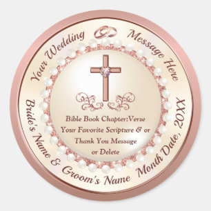 Rose Gold, Christian Wedding Favours Stickers