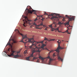 Rose Gold Christmas Baubles Pattern Add Text Wrapping Paper
