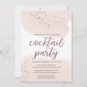 Rose Gold Christmas Cocktail Party Invitation