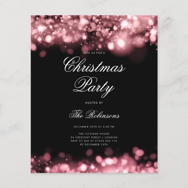Rose Gold Christmas Lights Invite Program & Menu (Front)