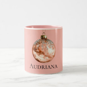 Rose Gold Christmas Ornament Two-Tone Coffee Mug