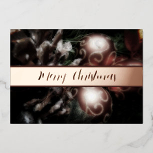 Rose gold Christmas ornaments custom Foil Holiday Card