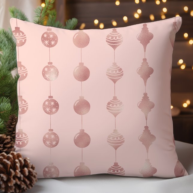 Rose Gold Christmas Ornaments Holiday Pattern Cushion (Creator Uploaded)