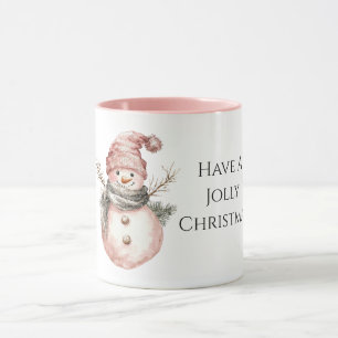 Rose Gold Christmas Snowman Mug