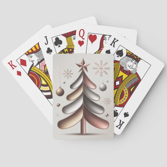 Rose Gold Christmas Tree Card Deck  (Back)