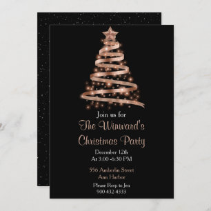 Rose Gold Christmas Tree Invitation