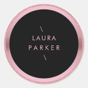 Rose Gold Circle Glitter Rings Border Minimal Classic Round Sticker