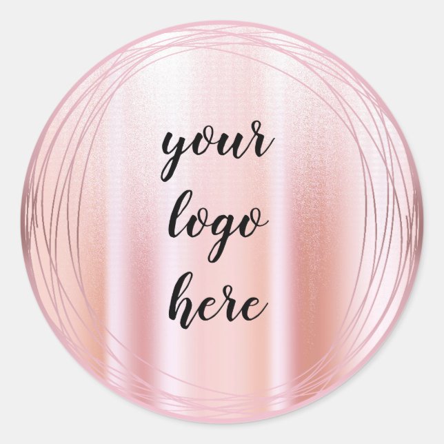 Rose Gold Circle Rings Border Glitter Custom Classic Round Sticker (Front)