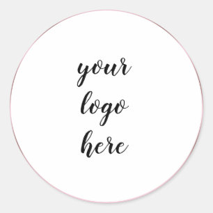 Rose Gold Circle Rings Border Glitter Custom Logo  Classic Round Sticker