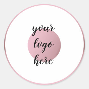 Rose Gold Circle Rings Border Glitter Custom Logo  Classic Round Sticker