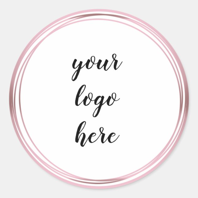 Rose Gold Circle Rings Border Glitter Custom Logo  Classic Round Sticker (Front)