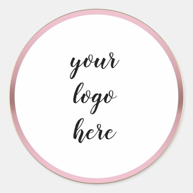 Rose Gold Circle Rings Border Glitter Custom Logo  Classic Round Sticker (Front)
