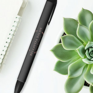 Rose Gold Circle Salon Logo Black Ink Pen