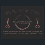 Rose Gold Circle Salon Logo We're Now Open Flyer<br><div class="desc">Rose Gold Circle Salon Logo We're Now Open Flyer. With new covid safety measures in place. This design features an elegant modern abstract rose gold circular logo. Personalise this custom professional design with your own text.</div>