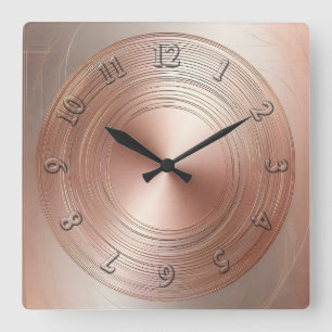 rose gold circles square wall clock