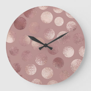 Rose Gold Circles: Vintage Abstract Large Clock