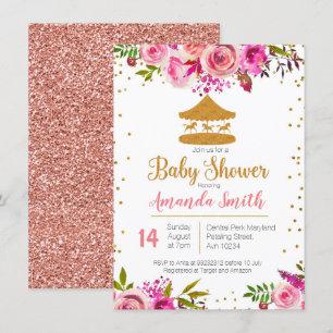 Rose Gold Circus baby shower invitation