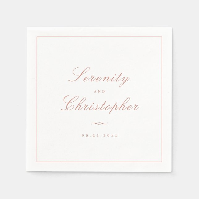 Rose Gold Classic Elegance Minimalist Wedding Napkin (Front)