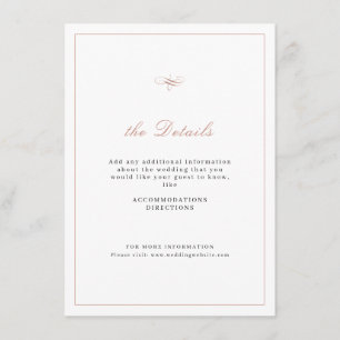 Rose Gold Classic Elegance Script Wedding Details Enclosure Card