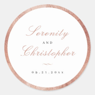 Rose Gold Classic Elegance Script Wedding Favours Classic Round Sticker