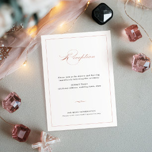 Rose Gold Classic Elegant Script Wedding Reception Enclosure Card