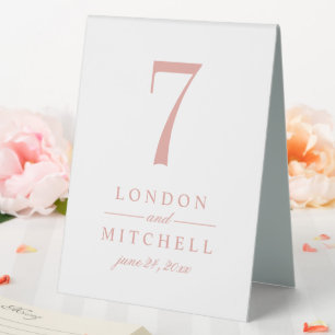 Rose Gold Classic Elegant Wedding Table Number