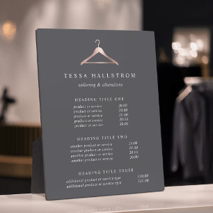 Rose Gold Clothes Hanger Pricing/Services Display Plaque