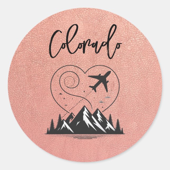 Rose Gold Colorado Passport  Classic Round Sticker (Front)