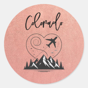 Rose Gold Colorado Passport  Classic Round Sticker
