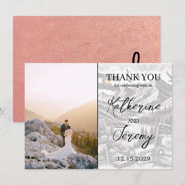 Rose Gold Colorado Passport Thank You Card (Front/Back)