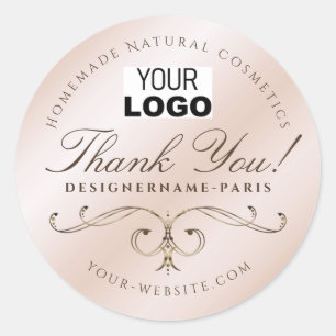 Rose Gold Colour Gradient Gradience Ornate Logo Classic Round Sticker
