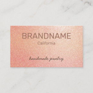 Rosé Gold Colour Gradient Texture Faux Pink Glitte Business Card