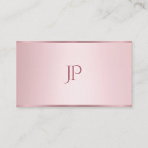 Rose Gold Colour Modern Minimalist Monogrammed Business Card