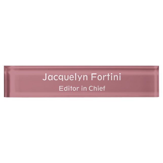 Rose Gold Colour Plain Elegant Modern Minimalist Nameplate (Front)
